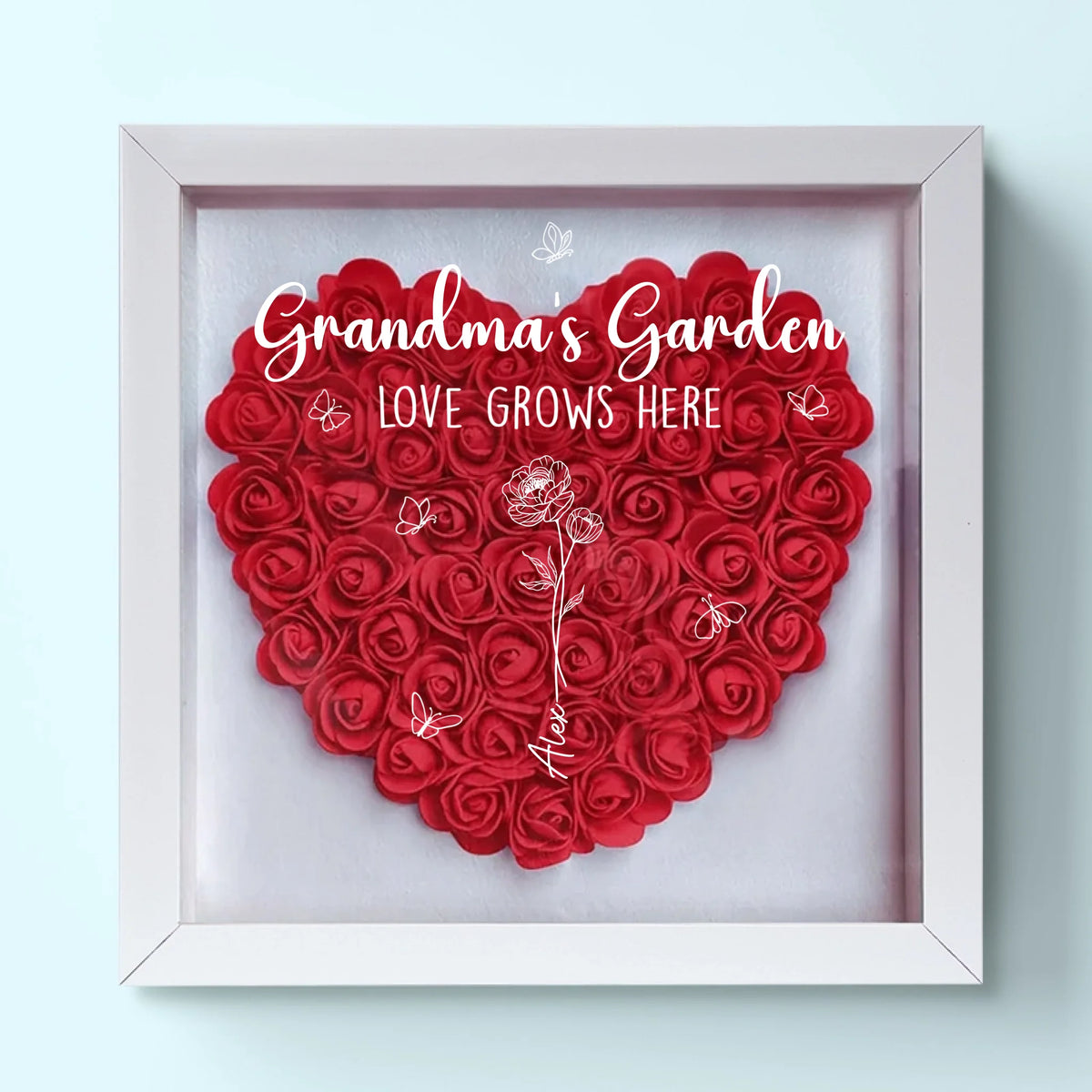 Love Blooms With You - Family Personalized Custom Flower Shadow Box - Mother's Day, Gift For Mom, Grandma