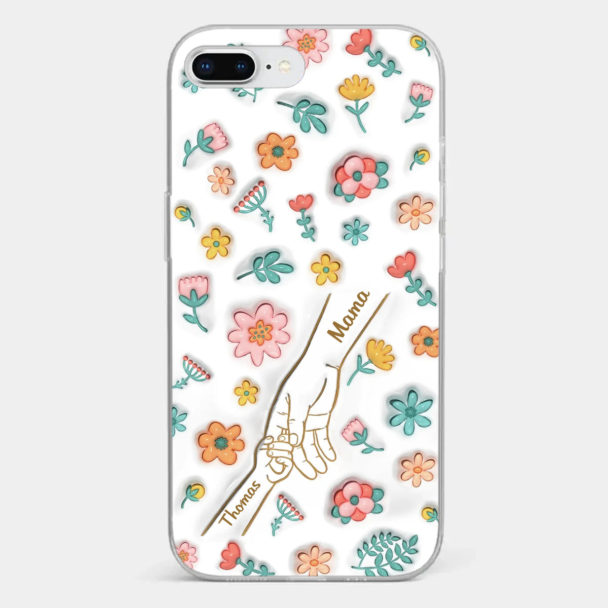 Holding Love Always - Family Personalized Custom 3D Inflated Effect Printed Clear Phone Case - Gift For Mom, Grandma