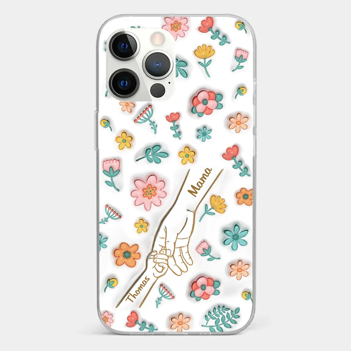 Holding Love Always - Family Personalized Custom 3D Inflated Effect Printed Clear Phone Case - Gift For Mom, Grandma