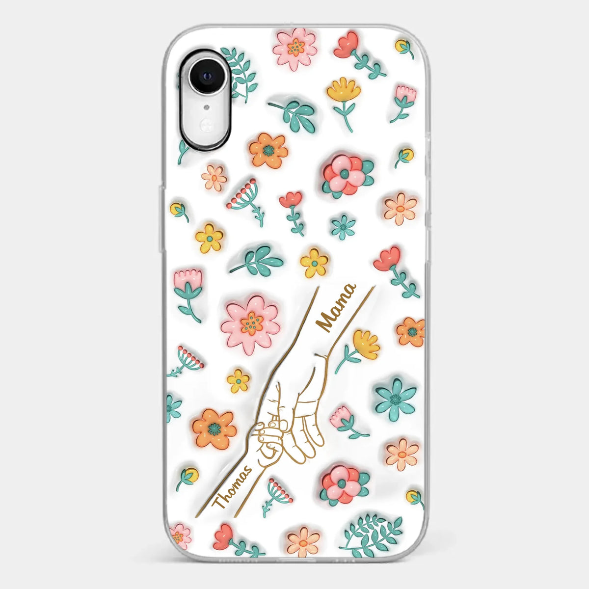 Holding Love Always - Family Personalized Custom 3D Inflated Effect Printed Clear Phone Case - Gift For Mom, Grandma