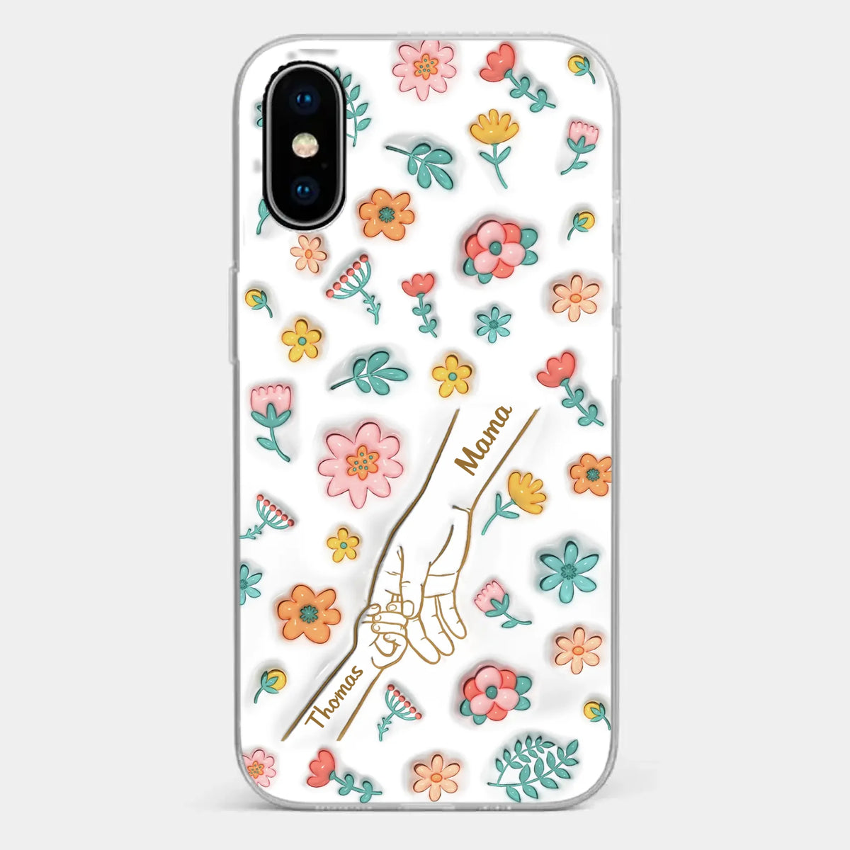 Holding Love Always - Family Personalized Custom 3D Inflated Effect Printed Clear Phone Case - Gift For Mom, Grandma