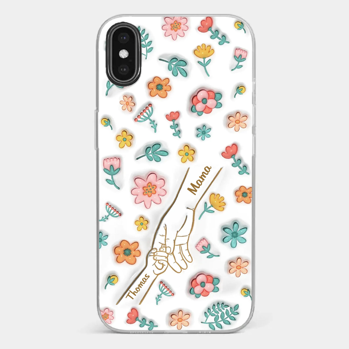 Holding Love Always - Family Personalized Custom 3D Inflated Effect Printed Clear Phone Case - Gift For Mom, Grandma