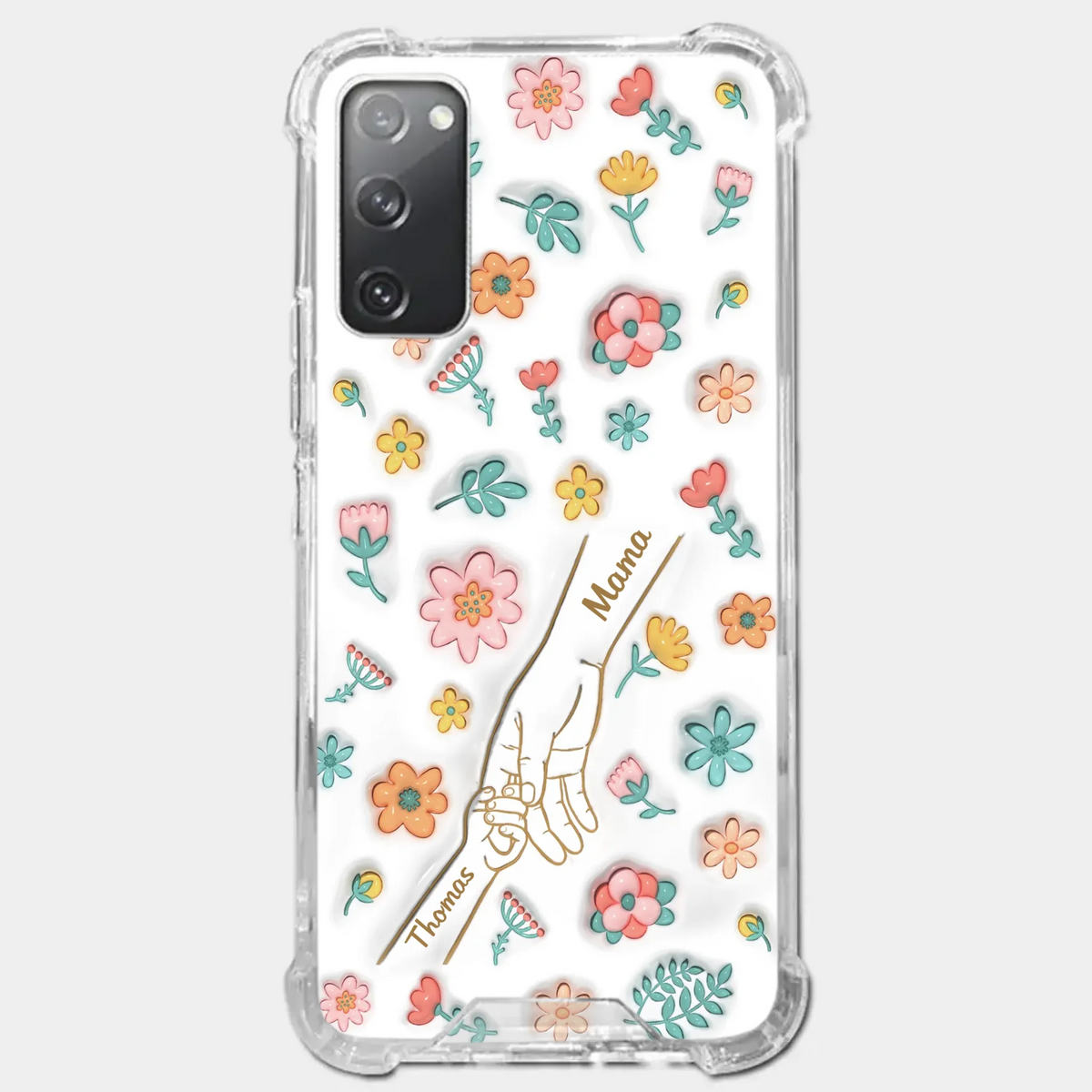 Holding Love Always - Family Personalized Custom 3D Inflated Effect Printed Clear Phone Case - Gift For Mom, Grandma