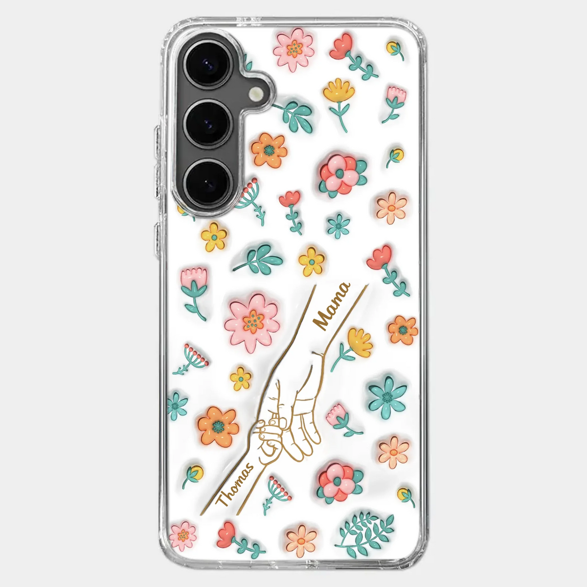 Holding Love Always - Family Personalized Custom 3D Inflated Effect Printed Clear Phone Case - Gift For Mom, Grandma