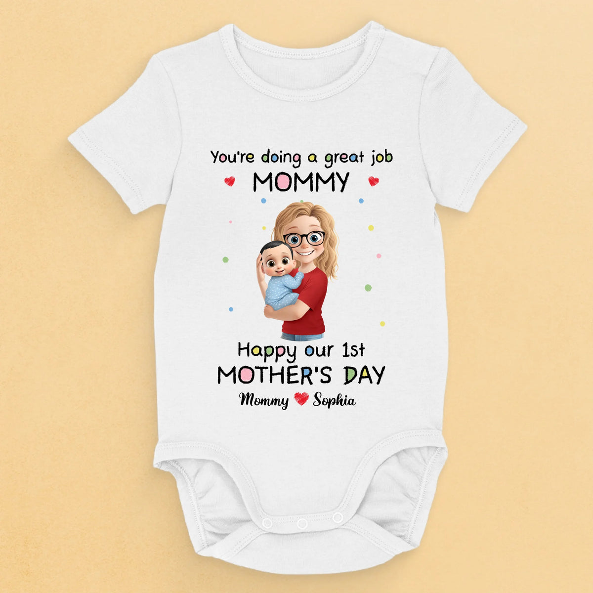 Being Your Mom Is My Favorite Full-time Job - Family Personalized Custom Baby Onesie - Mother's Day, Baby Shower Gift, Gift For First Mom