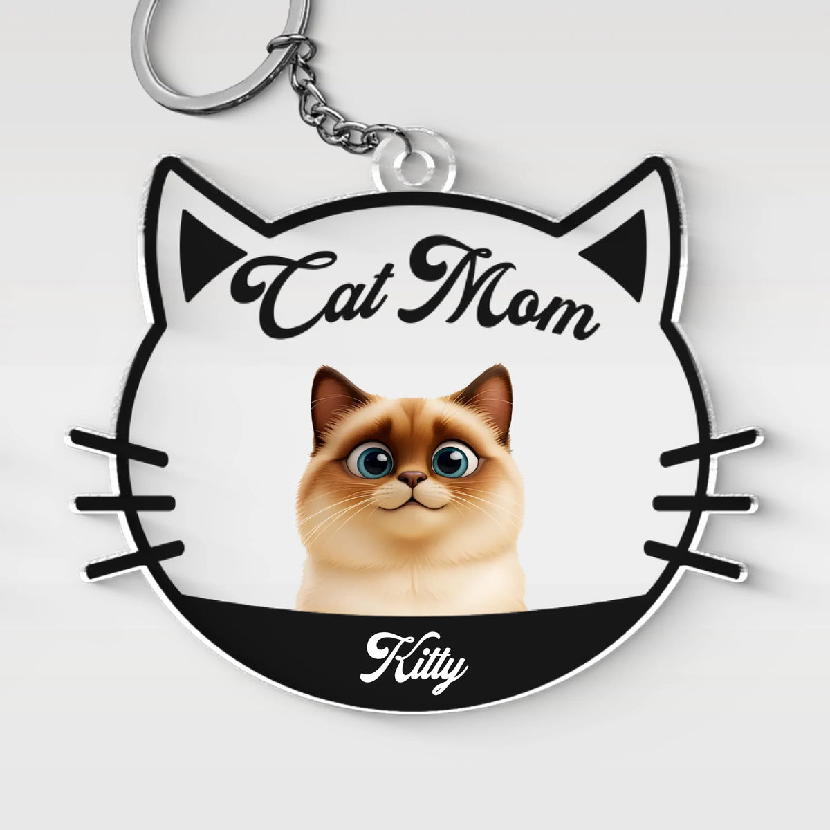 Living The Dream, Cat Mom Life - Cat Personalized Custom Shaped Acrylic Keychain - Gift For Pet Owners, Pet Lovers