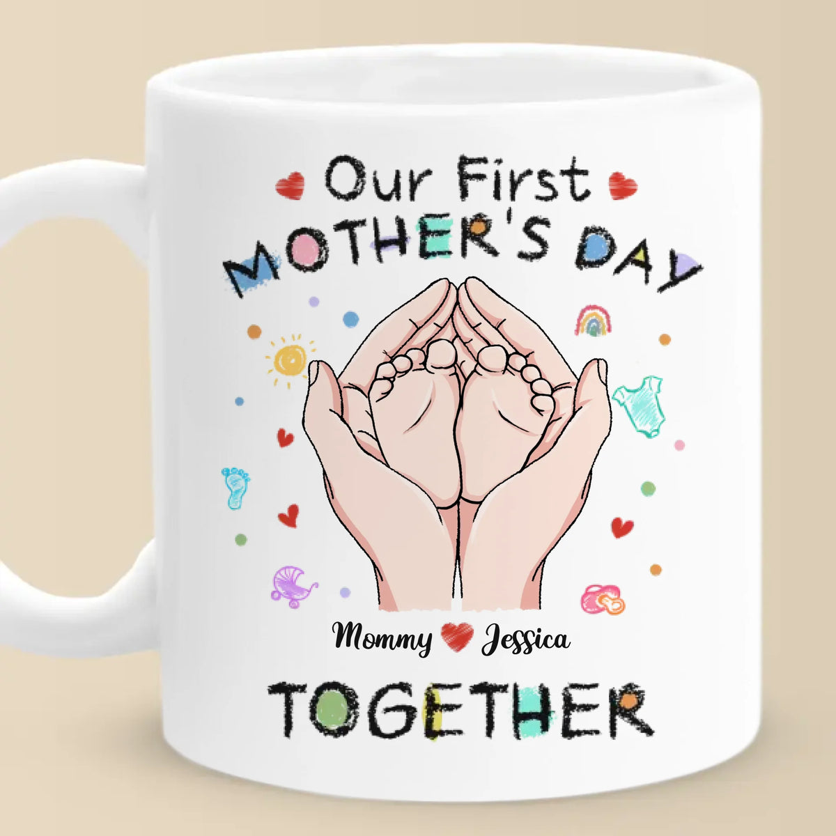 Tiny Toes, Big Love - Family Personalized Custom Mug - Mother's Day, Baby Shower Gift, Gift For First Mom