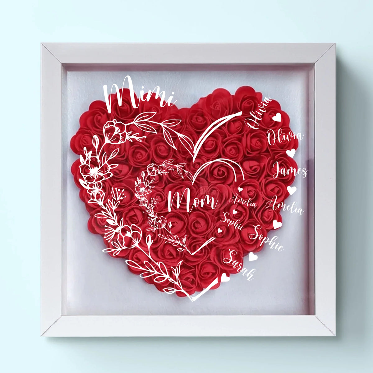 Your Love Built This Family, Your Heart Holds It Together - Family Personalized Custom Flower Shadow Box - Mother's Day, Gift For Mom, Grandma