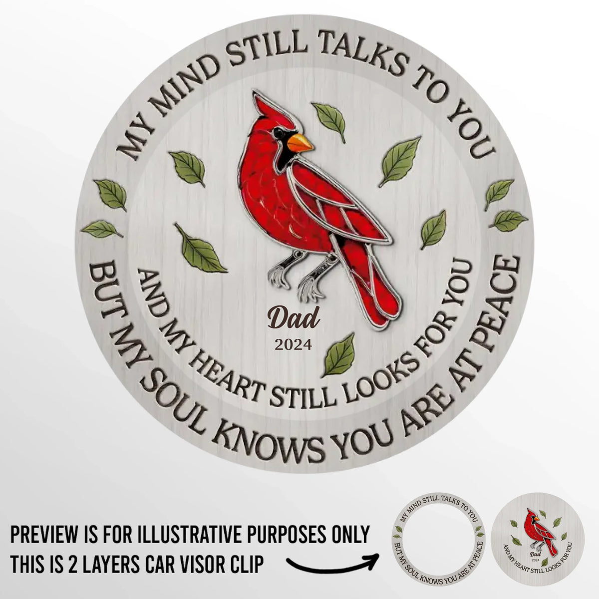 Always In My Heart - Memorial Personalized Custom Car Visor Clip - Sympathy Gift For Family Members