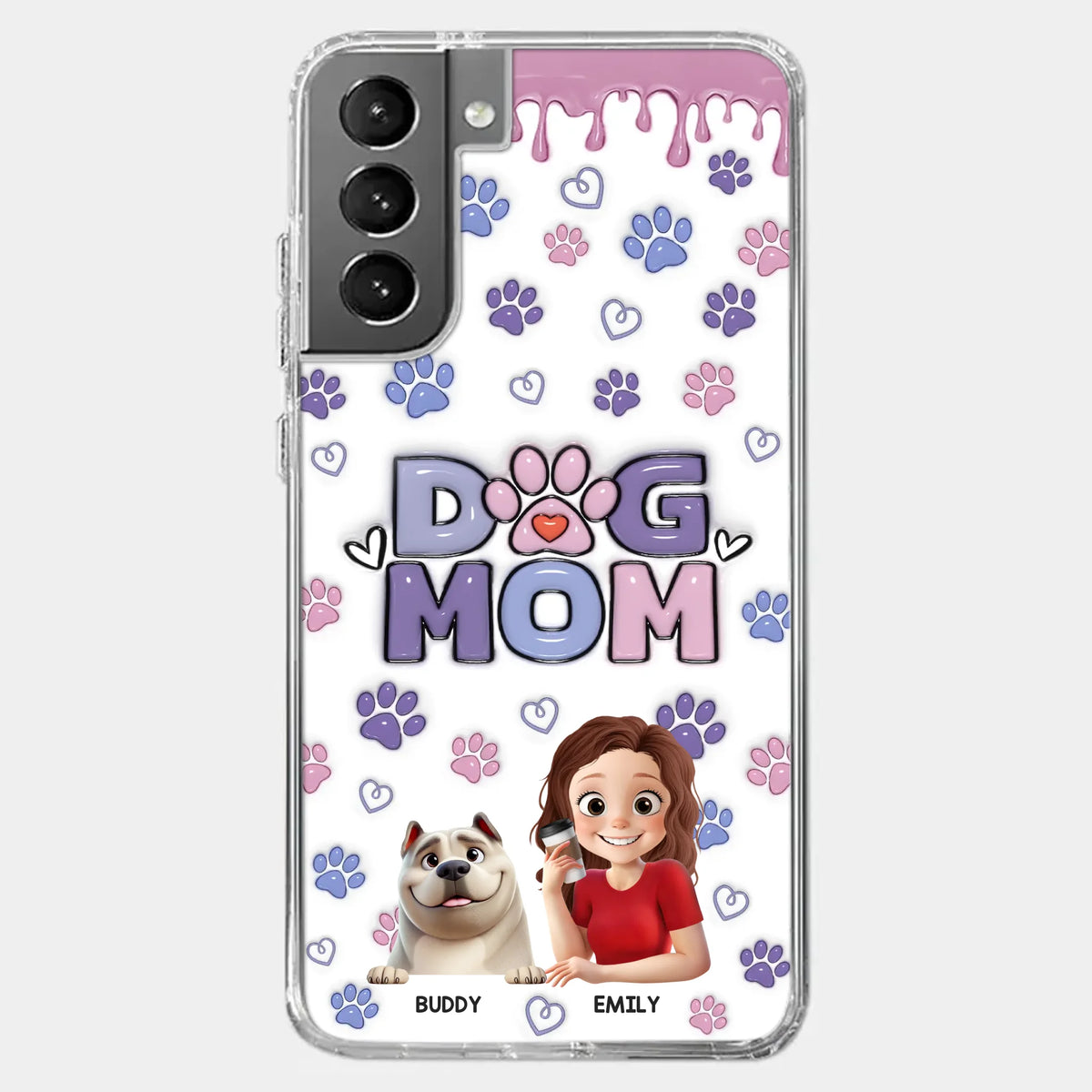 A Dog Mom’s Heart Is Always Full - Dog Personalized Custom 3D Inflated Effect Printed Clear Phone Case - Gift For Pet Owners, Pet Lover