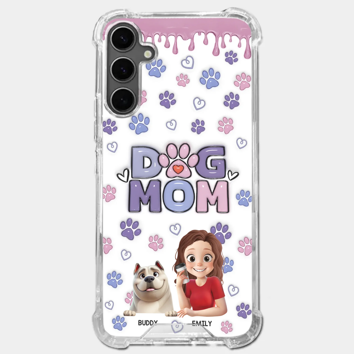 A Dog Mom’s Heart Is Always Full - Dog Personalized Custom 3D Inflated Effect Printed Clear Phone Case - Gift For Pet Owners, Pet Lover