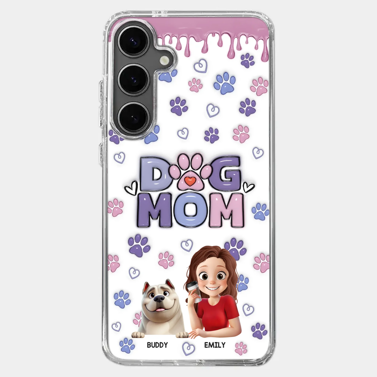 A Dog Mom’s Heart Is Always Full - Dog Personalized Custom 3D Inflated Effect Printed Clear Phone Case - Gift For Pet Owners, Pet Lover