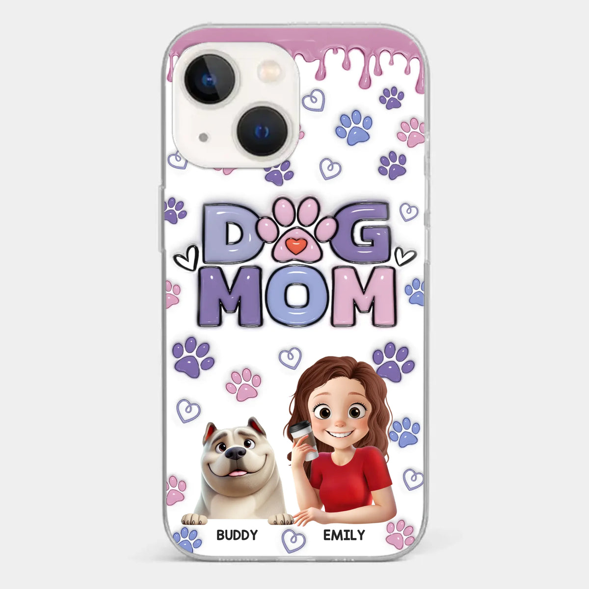 A Dog Mom’s Heart Is Always Full - Dog Personalized Custom 3D Inflated Effect Printed Clear Phone Case - Gift For Pet Owners, Pet Lover