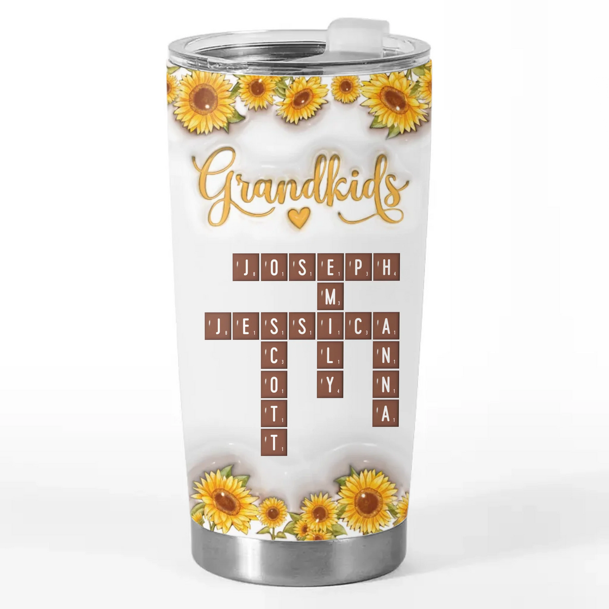 Grandkids Are My Sunshine - Family Personalized Custom 3D Inflated Effect Printed Tumbler - Mother's Day, Gift For Mom, Grandma
