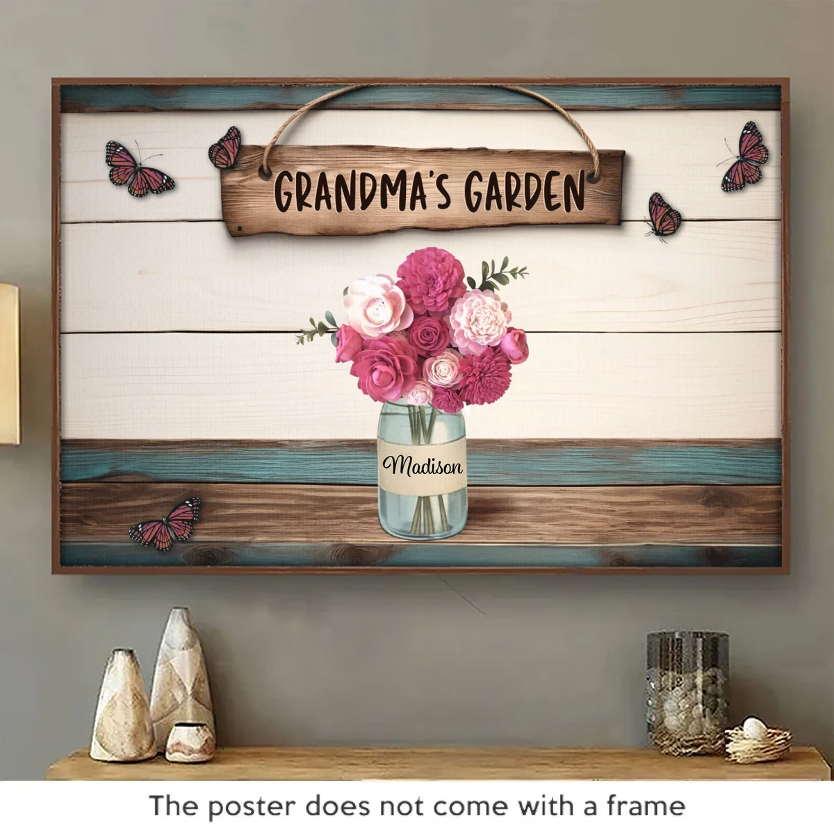 The Garden Of Her Heart - Family Personalized Custom Horizontal Poster - Mother's Day, Gift For Mom, Grandma
