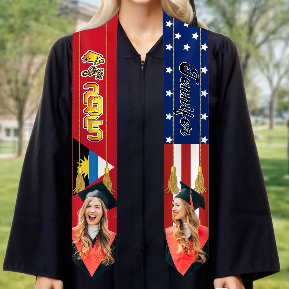 Custom Photo Watch Me Shine - Family Personalized Custom Triangle Graduation Stole - Graduation Gift For Family Members, Siblings, Brothers, Sisters