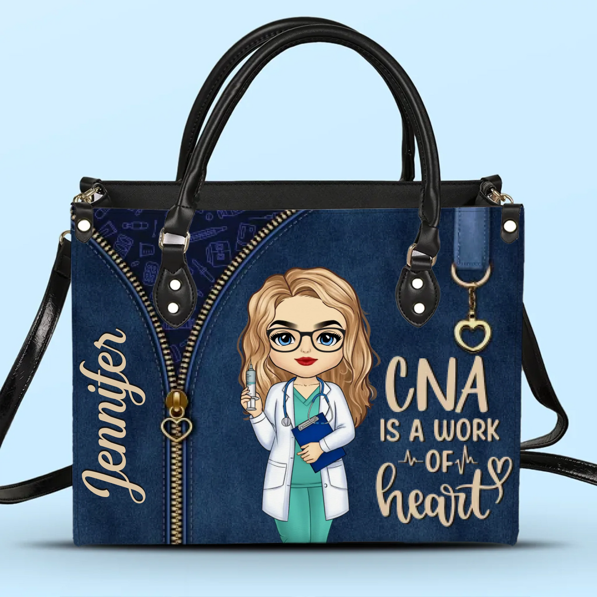 Nurses Are The Heartbeat Of Healthcare - Nurse Personalized Custom Leather Handbag - Appreciation, Thank You Gift, Nurse Life, Doctor Life