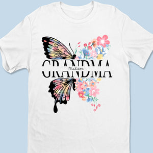Graceful Like A Butterfly, Strong Like A Grandma - Family  Personalized Custom Unisex T-shirt, Premium T-shirt, Hoodie - Mother's Day, Gift For Mom, Grandma