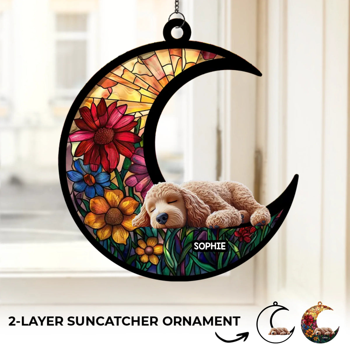 My Moon, My Memory, My Love - Memorial Personalized Window Hanging Suncatcher Ornament - Sympathy Gift For Pet Owners, Pet Lovers