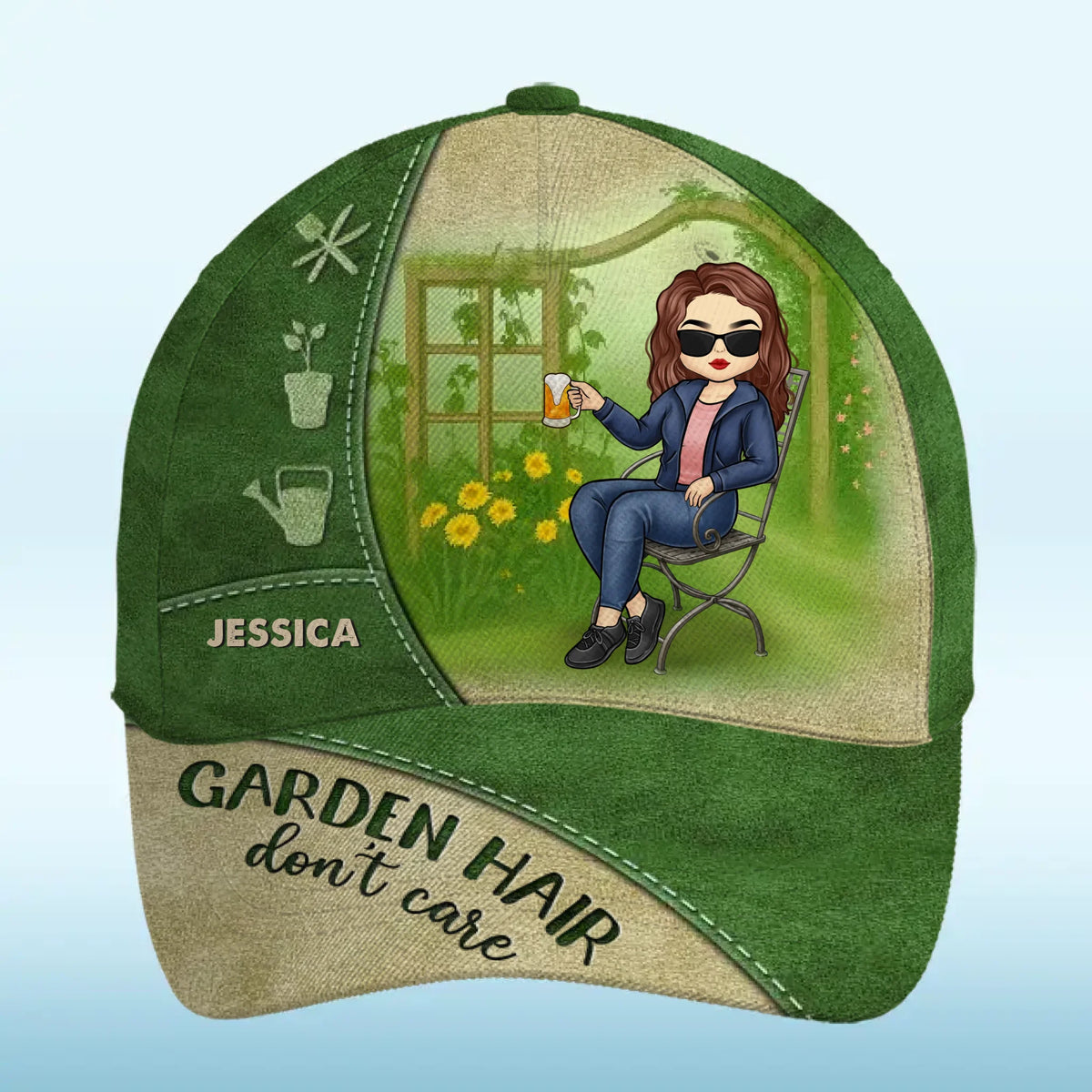 Garden Hair, Don’t Care - Family Personalized Custom Hat, All Over Print Classic Cap -  Gift For Yourself, Best Friends, Siblings, Family Members, Gardening Lovers