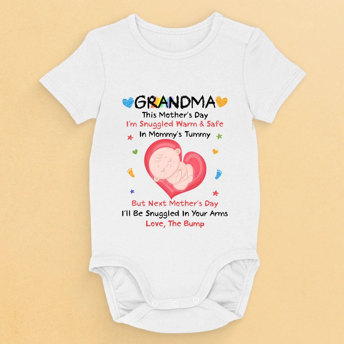 Snuggled in Your Tummy, Loved Forever - Family Personalized Custom Baby Onesie - Mother's Day, Baby Shower Gift, Gift For First Mom, Baby Kids, Newborn Baby