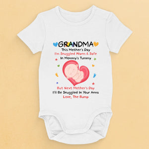 Snuggled in Your Tummy, Loved Forever - Family Personalized Custom Baby Onesie - Mother's Day, Baby Shower Gift, Gift For First Mom, Baby Kids, Newborn Baby
