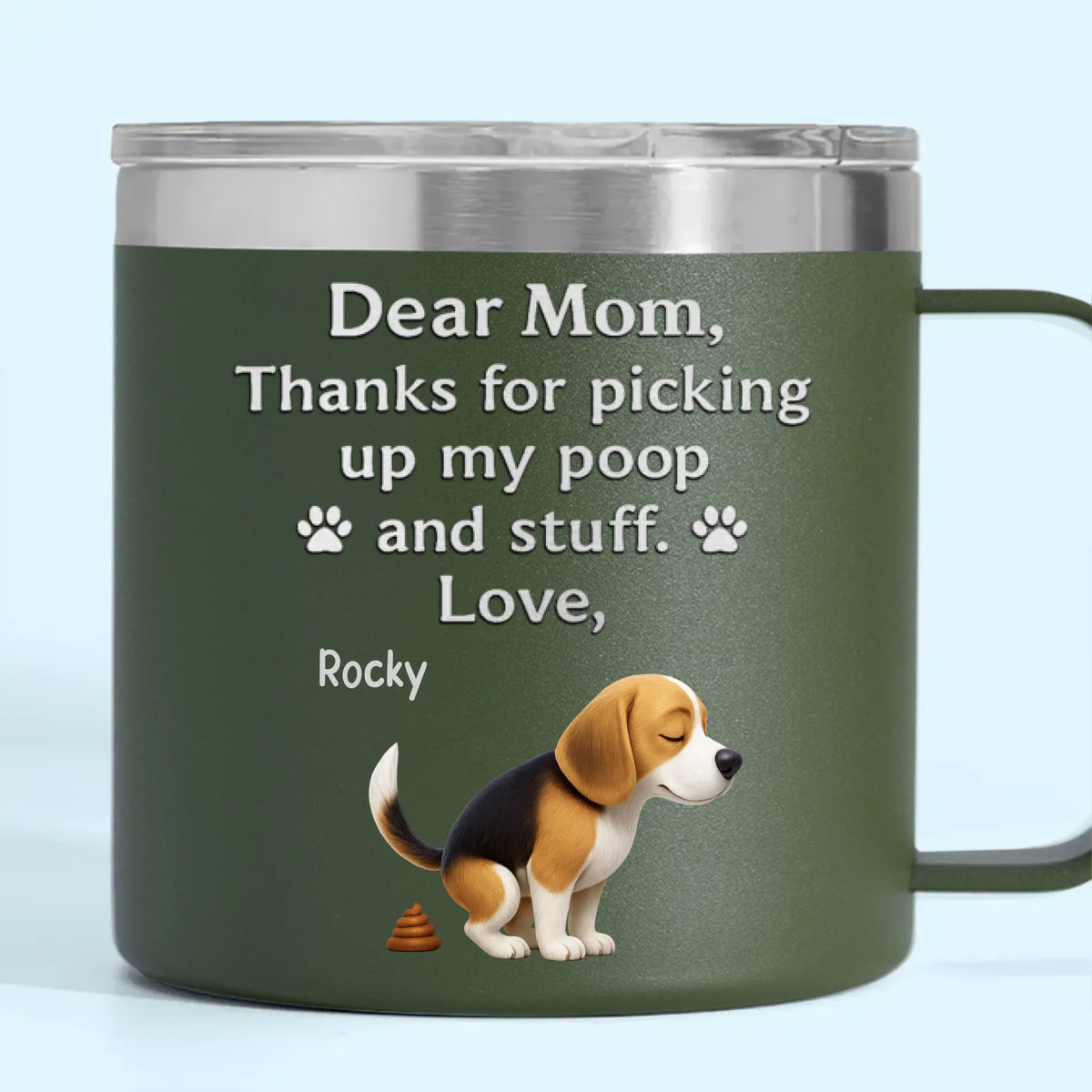 Behind Every Bark Is A Loving Mom - Dog Personalized Custom 14oz Stainless Steel Tumbler With Handle - Mother's Day, Gift For Pet Owners, Pet Lovers
