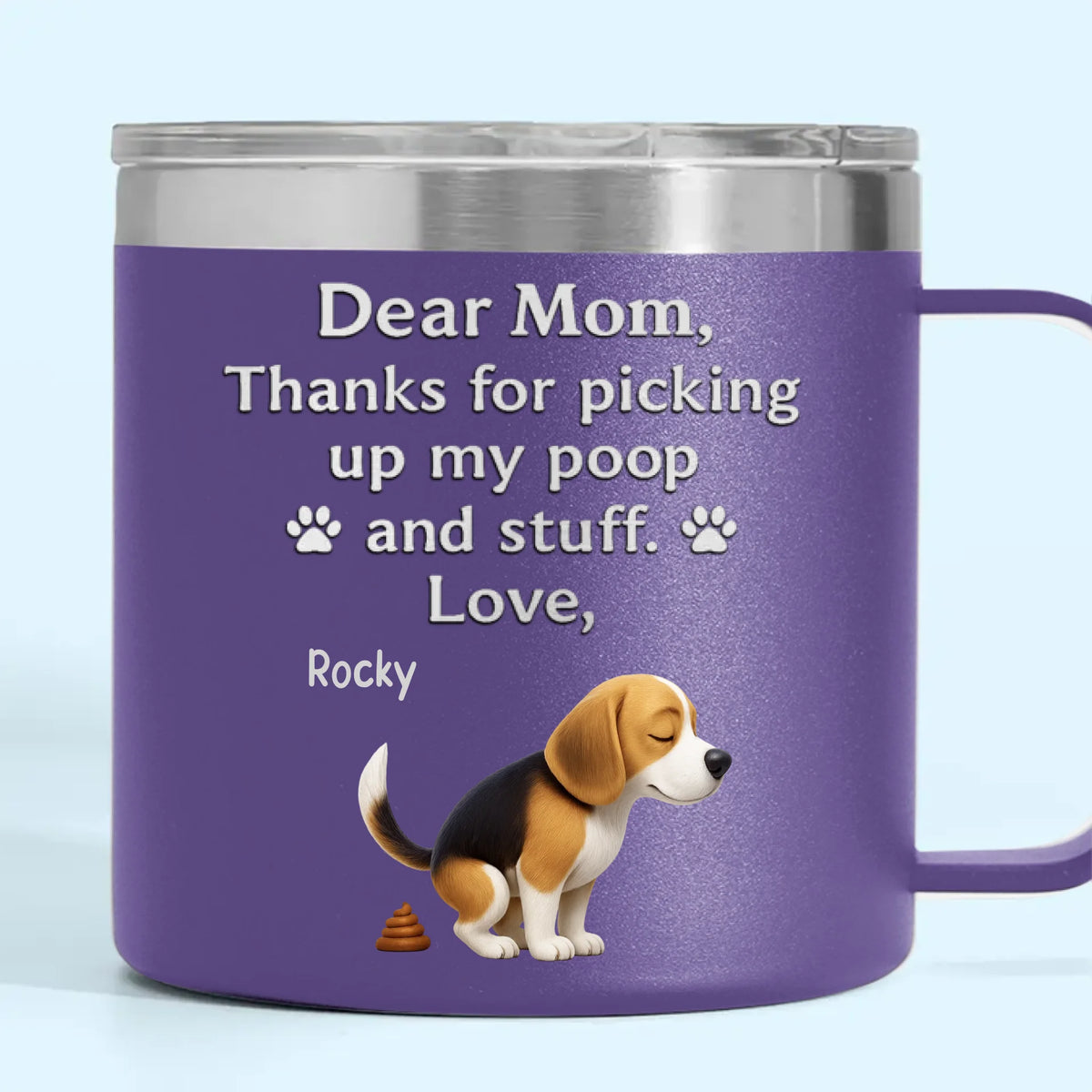 Behind Every Bark Is A Loving Mom - Dog Personalized Custom 14oz Stainless Steel Tumbler With Handle - Mother's Day, Gift For Pet Owners, Pet Lovers