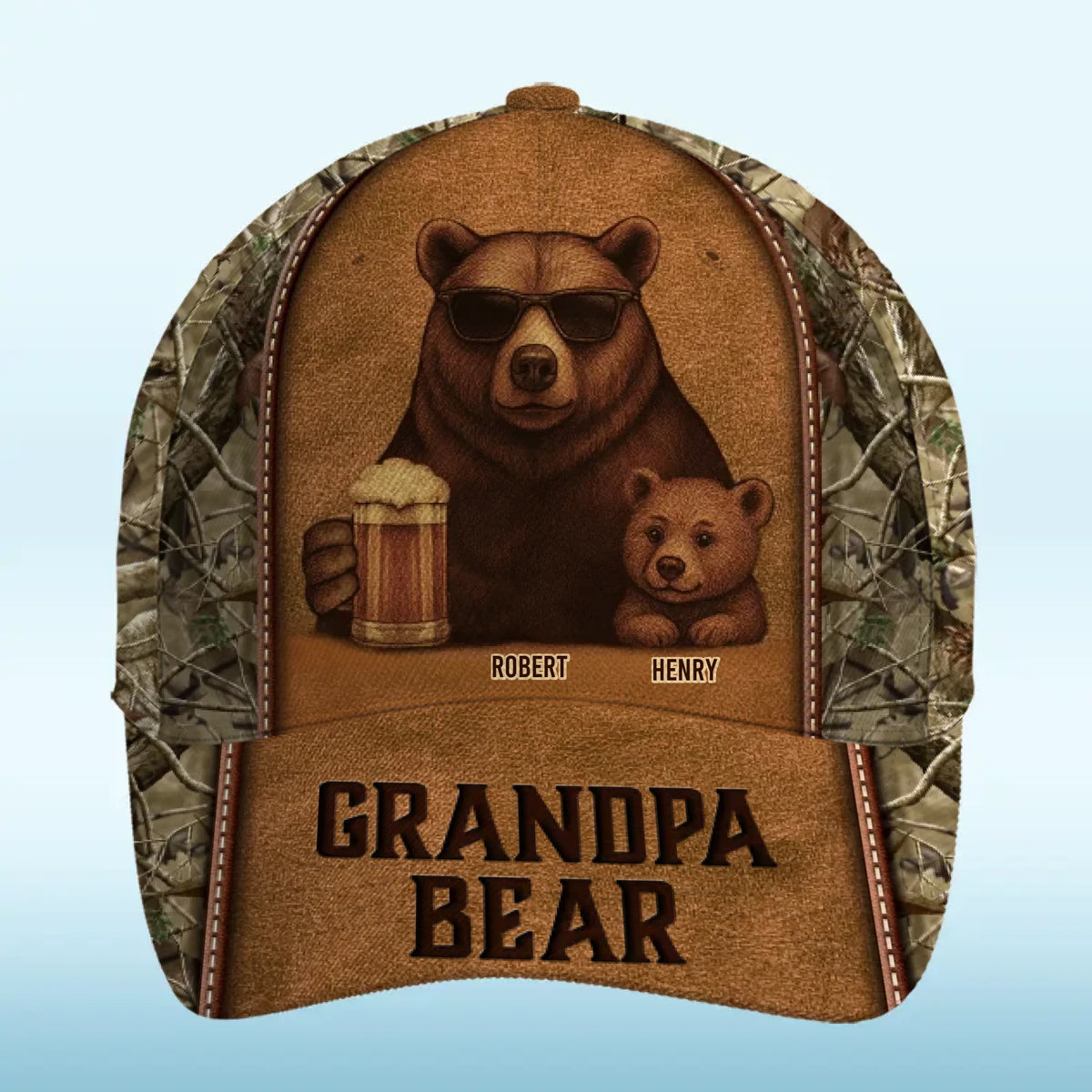 Raised Right By The Strongest Bear - Family Personalized Custom Hat, All Over Print Classic Cap - Father's Day, Gift For Dad, Grandpa
