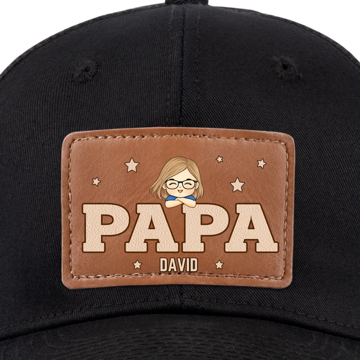 Papa, Loved By His Little Crew - Family Personalized Custom Leather Patch Hat - Father's Day, Gift For Dad, Grandpa