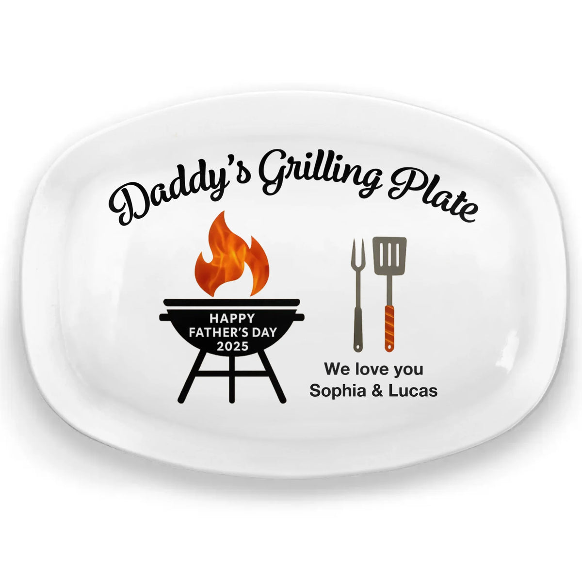 Fired Up For Father’s Day - Family Personalized Custom Platter - Father's Day, Gift For Dad, Grandpa
