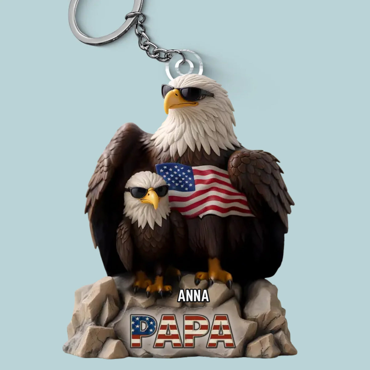 Papa, Our Fearless Flight Leader - Family Personalized Custom Shaped Acrylic Keychain - Father's Day, Gift For Dad, Grandpa