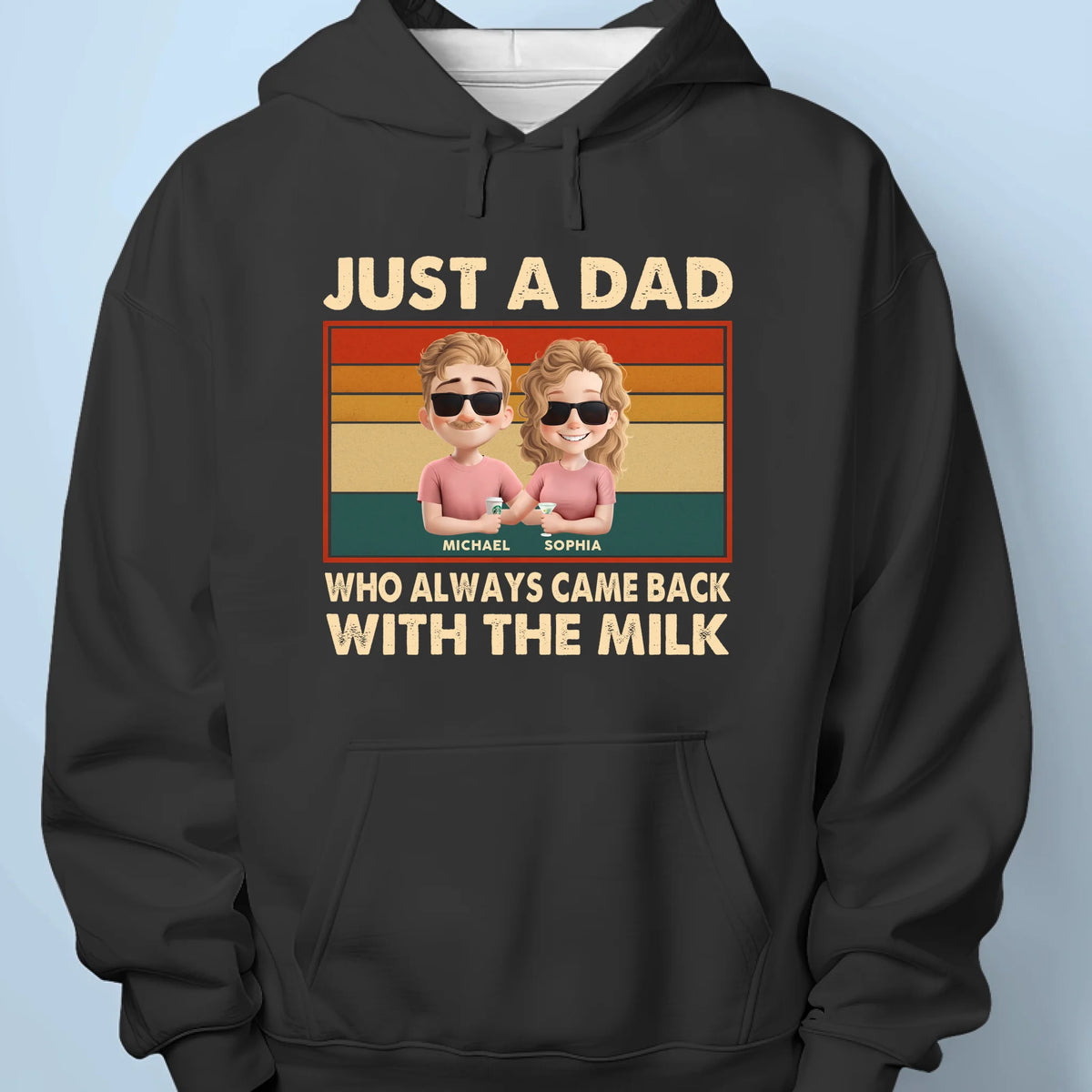 Just A Dad Who Always Came Back With The Milk - Family Personalized Custom Unisex T-shirt, Premium T-shirt, Hoodie - Father's Day, Gift For Dad, Grandpa
