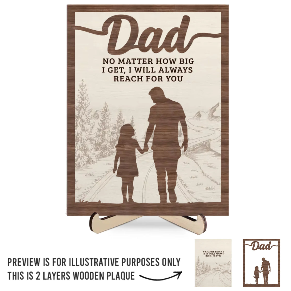 My First Hero, My Forever Friend - Family Personalized Custom 2-Layered Wooden Plaque With Stand - Father's Day, Gift For Dad, Grandpa
