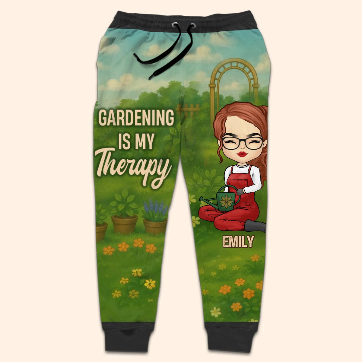 Gardening Is My Therapy - Family Personalized Custom Unisex Sweatpants - Gift For Yourself, Best Friends, Siblings, Family Members