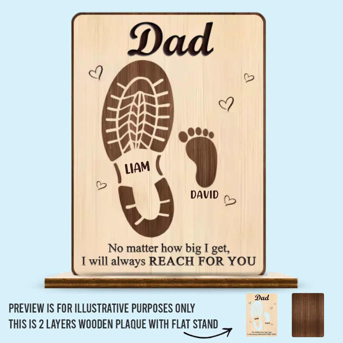 Your Footsteps Shaped Our Journey - Family Personalized Custom Shaped 2-Layered Wooden Plaque With Flat Stand - Father's Day, House Warming Gift For Dad, Grandpa