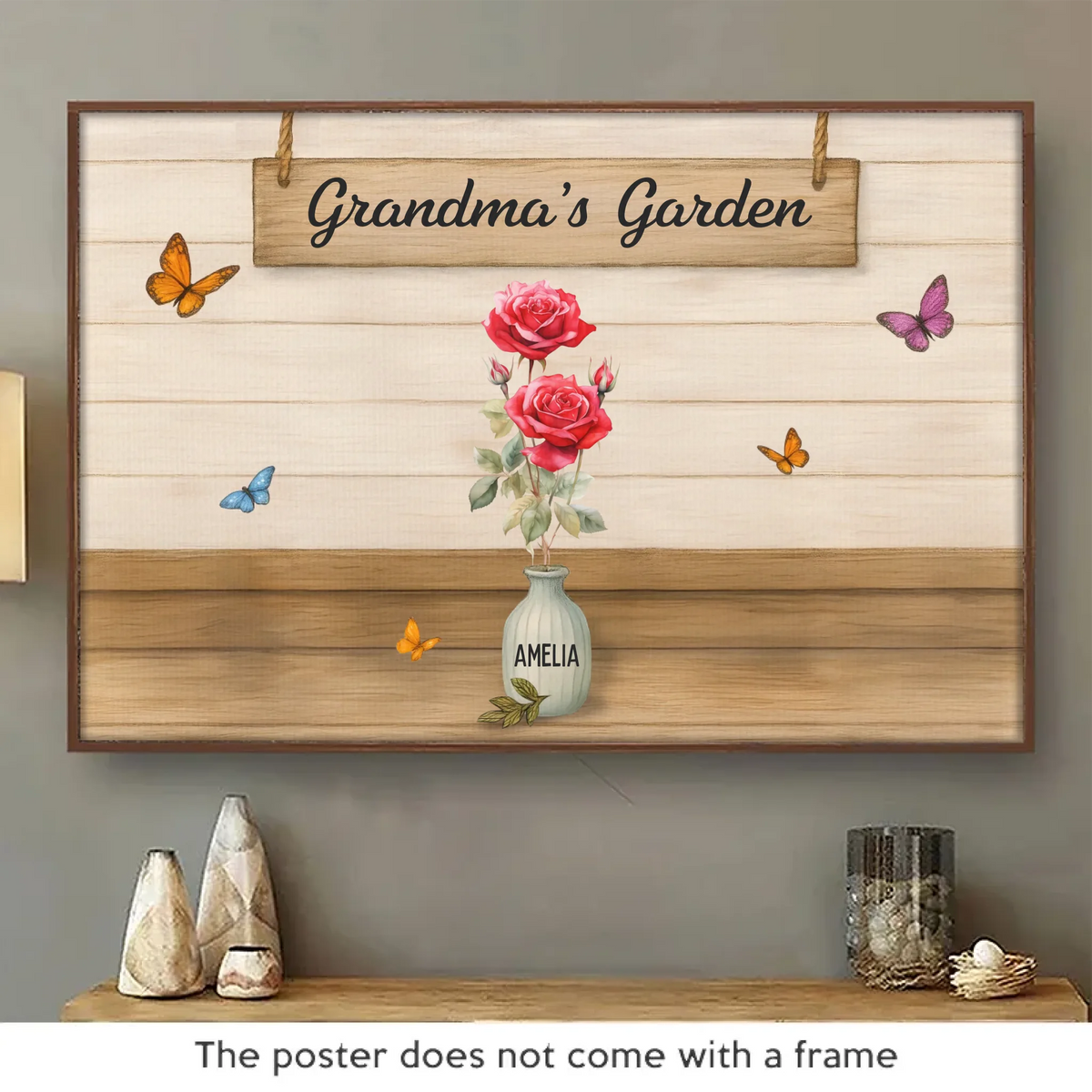 Flowers Of My Heart - Family Personalized Custom Horizontal Poster - Mother's Day, Gift For Mom, Grandma