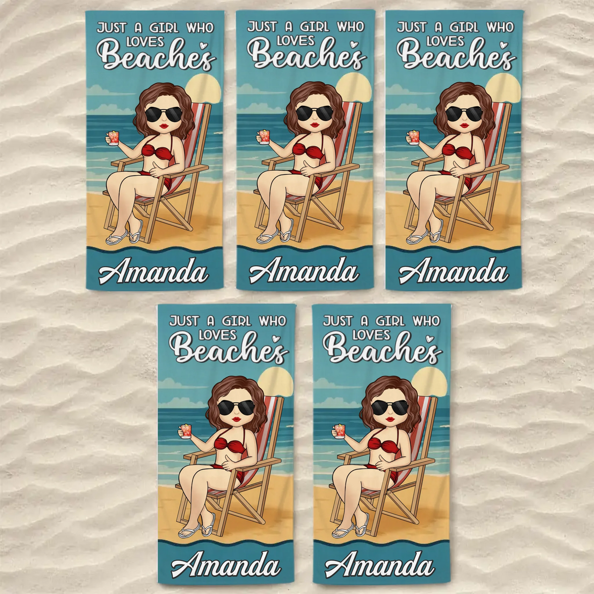 Just A Girl Who Needs Vitamin Sea - Bestie Personalized Custom Beach Towel - Summer Vacation Gift, Birthday Pool Party Gift For Best Friends, BFF, Sisters