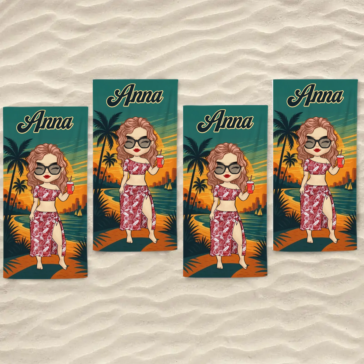 Good Times And Tan Lines - Bestie Personalized Custom Beach Towel - Summer Vacation Gift, Birthday Pool Party Gift For Best Friends, BFF, Sisters