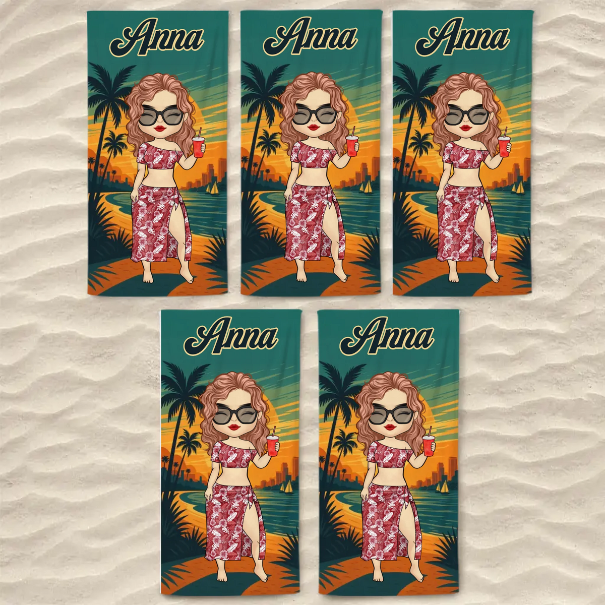 Good Times And Tan Lines - Bestie Personalized Custom Beach Towel - Summer Vacation Gift, Birthday Pool Party Gift For Best Friends, BFF, Sisters