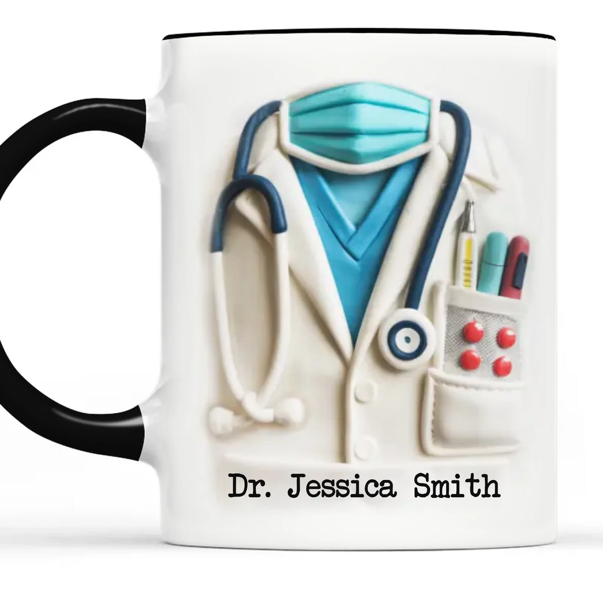 Doctor By Title, Hero By Heart - Family Personalized Custom 3D Inflated Effect Printed Accent Mug - Appreciation, Thank You Gift, Nurse Life, Doctor Life
