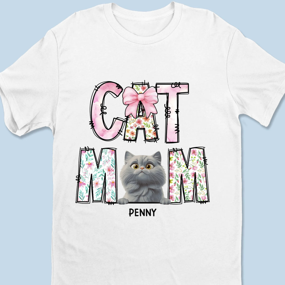 Just A Floral Girl With A Fluffy Boss - Cat Personalized Custom Unisex T-shirt, Premium T-shirt, Hoodie - Mother's Day, Gift For Pet Owners, Pet Lovers