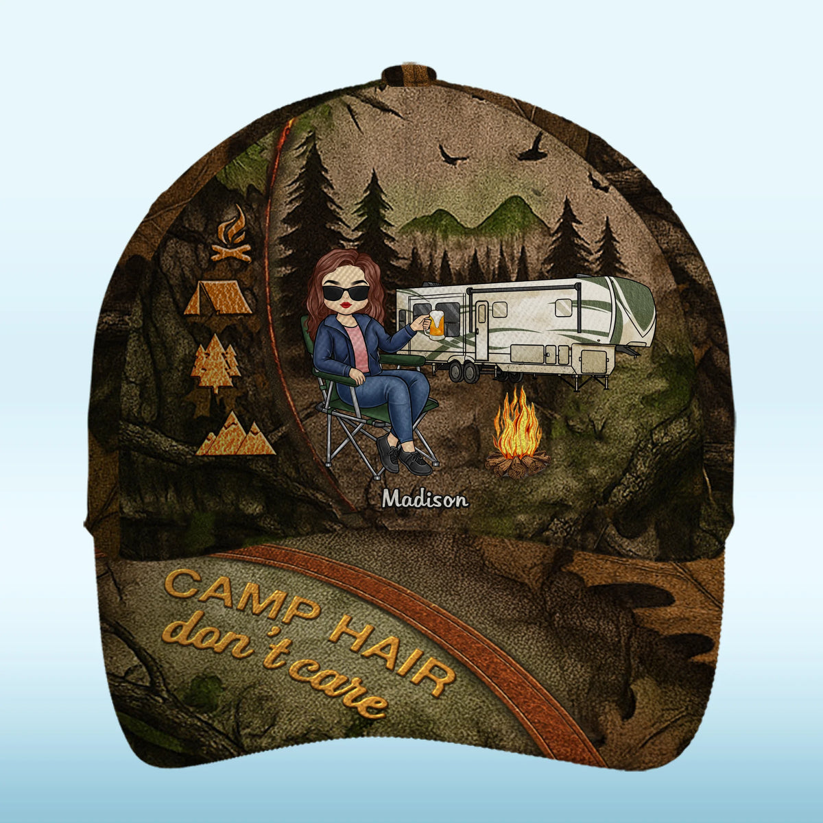 Coffee, Camper, Repeat - Camping Personalized Custom Hat, All Over Print Classic Cap - Gift For Camping Lovers