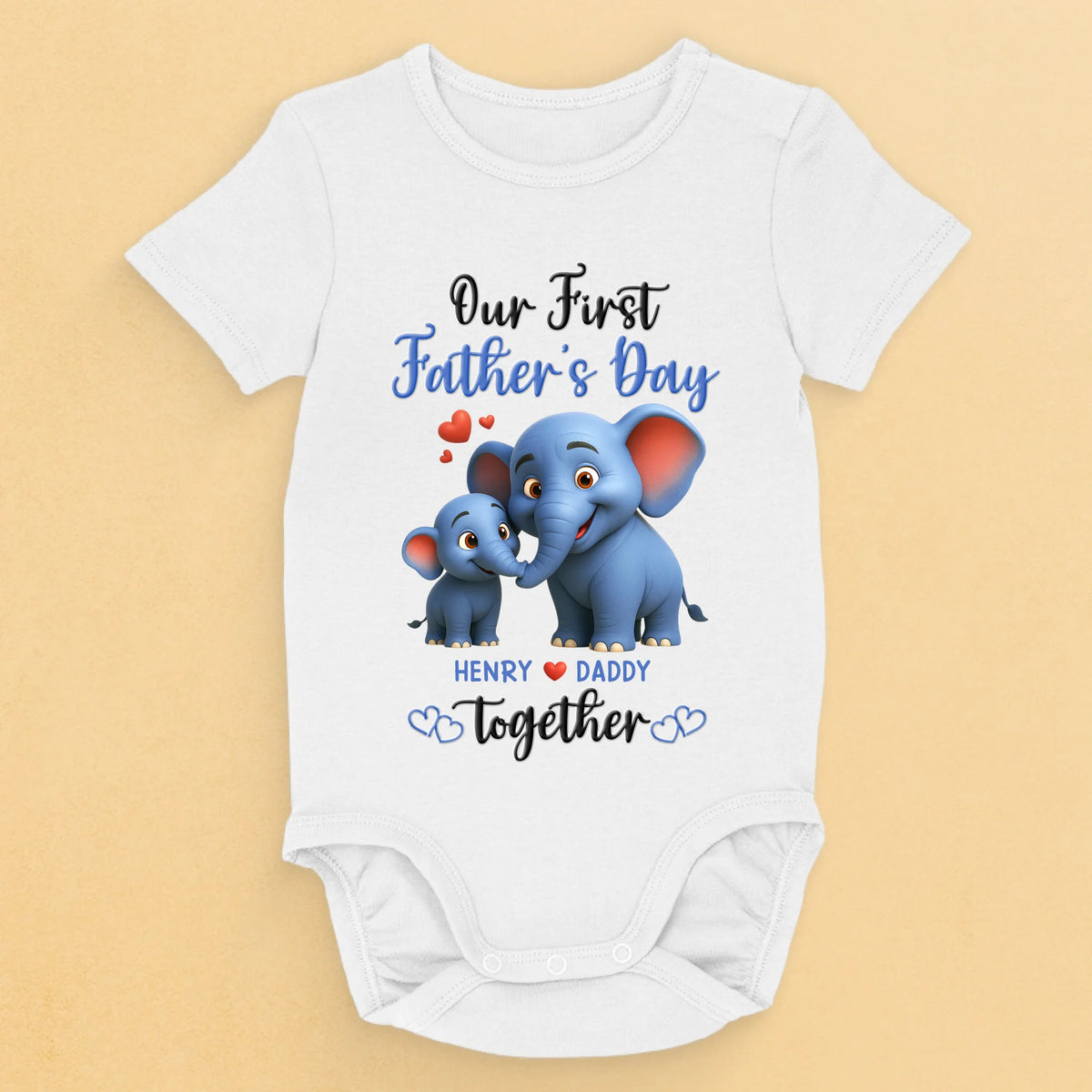 Forever Your Little Elephant - Family Personalized Custom Baby Onesie - Father's Day, Baby Shower Gift, Gift For First Dad, Baby Kids, Newborn