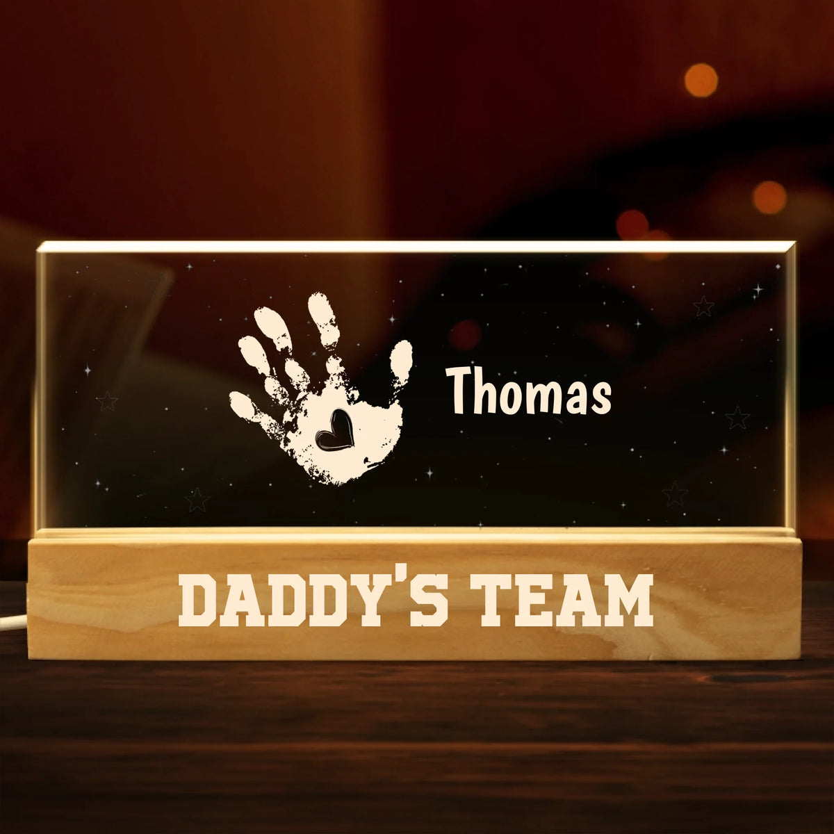 Touching Dads Heart Daily - Family Personalized Custom Acrylic Letters 3D LED Night Light - Father's Day, Gift For Dad, Grandpa