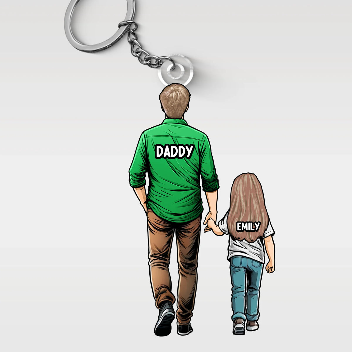 Always With You Daddy - Family Personalized Custom Shaped Acrylic Keychain - Father's Day, Gift For Dad, Grandpa