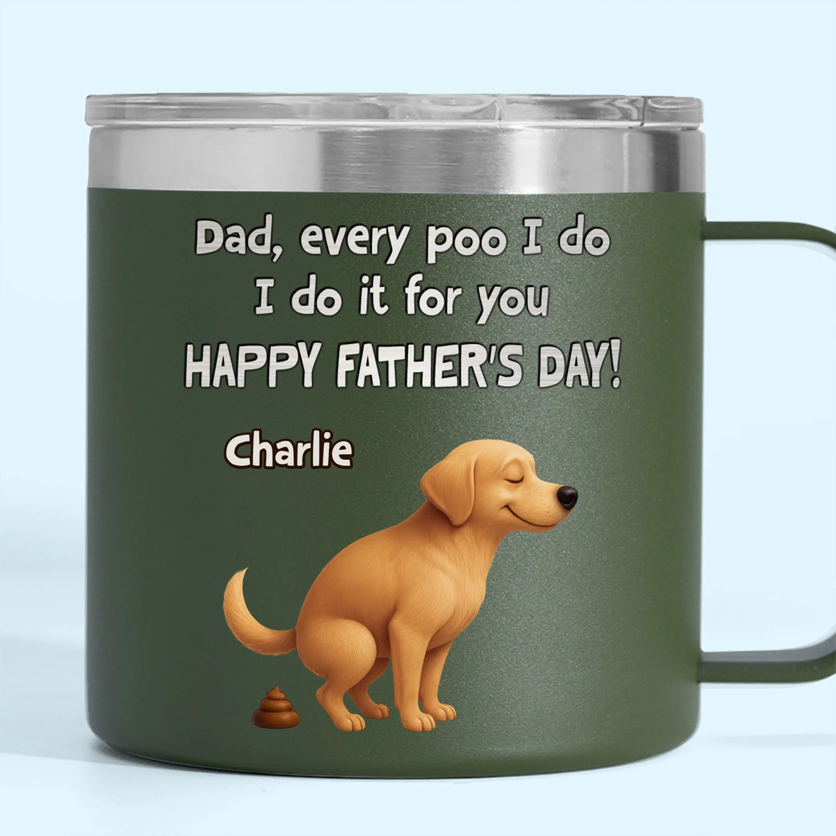 I Poop, You Scoop, Best Teamwork - Dog Personalized Custom 14oz Stainless Steel Tumbler With Handle - Father's Day, Gift For Pet Owners, Pet Lovers