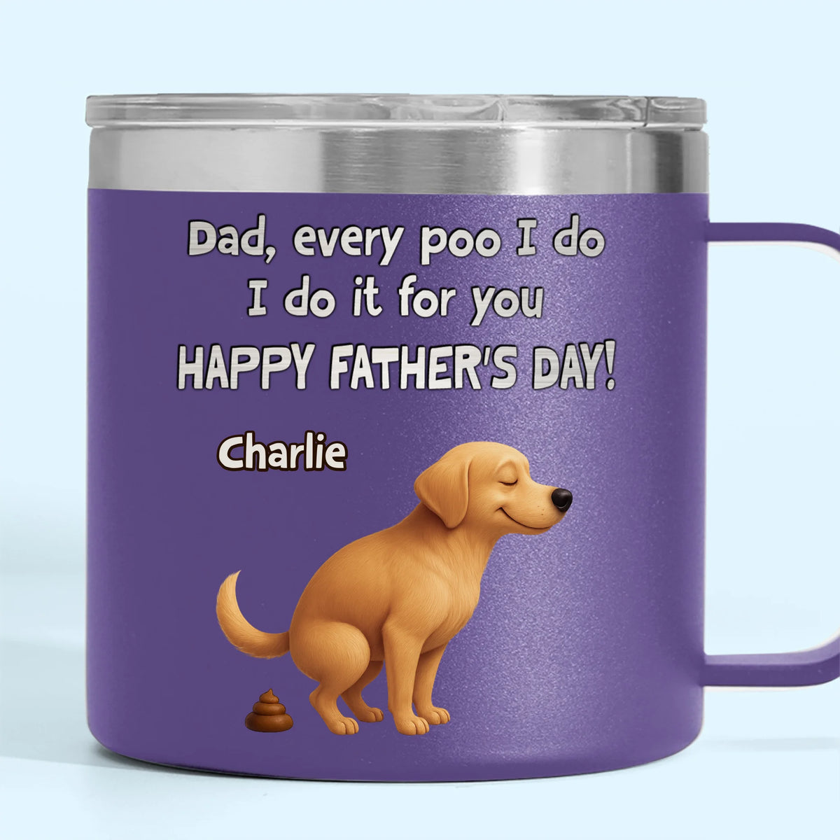 I Poop, You Scoop, Best Teamwork - Dog Personalized Custom 14oz Stainless Steel Tumbler With Handle - Father's Day, Gift For Pet Owners, Pet Lovers
