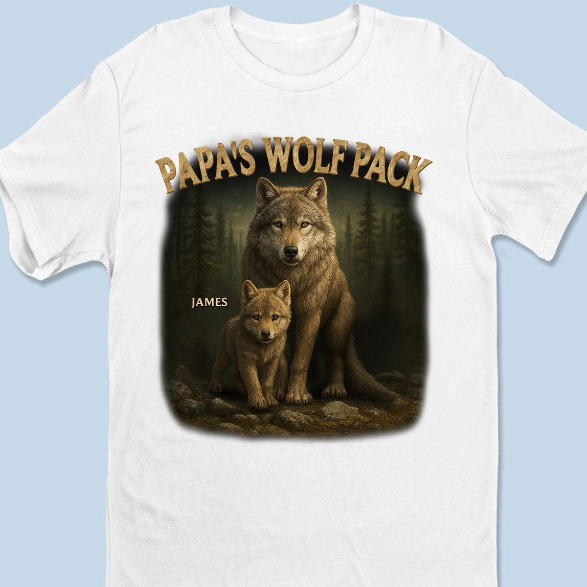 Papa’s Wolf Pack - Family Personalized Custom Unisex T-shirt, Premium T-shirt, Hoodie - Father's Day, Gift For Dad, Grandpa
