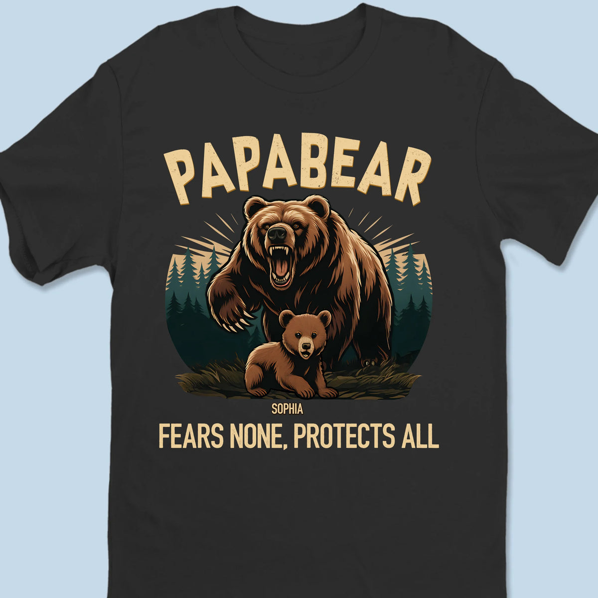 Papa Bear Mode, Always On - Family Personalized Custom Unisex T-shirt, Premium T-shirt, Hoodie - Father's Day, Gift For Dad, Grandpa